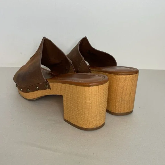 Clog Mules Sandals Brown Mia Women's 9 Faux Leather Boho Festival Hippie Clogs - Picture 3 of 13